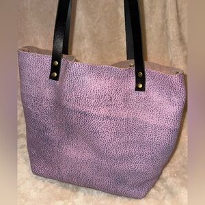Portland Leather Goods Unicorn Lilac Cotton Candy Large Tote Bag Pebbled Leather